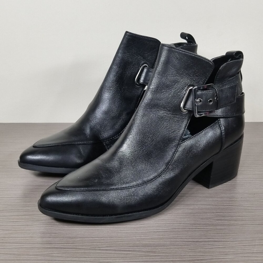 Treasure & Bond Cutout Ankle Booties, Black Leather, Womens Size 8.5 M